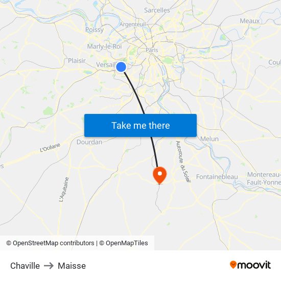 Chaville to Maisse map