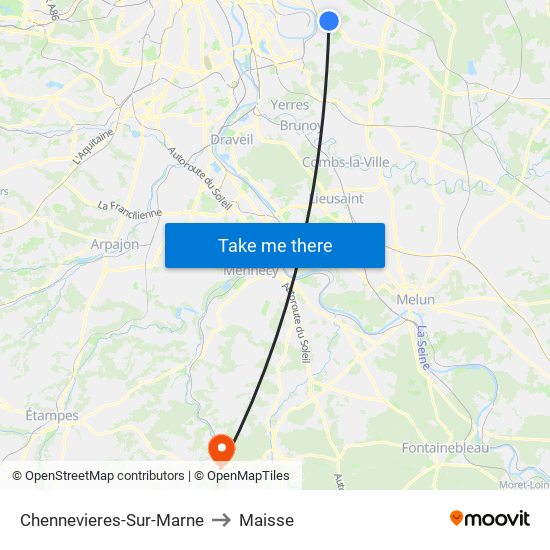 Chennevieres-Sur-Marne to Maisse map