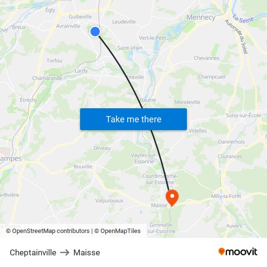 Cheptainville to Maisse map