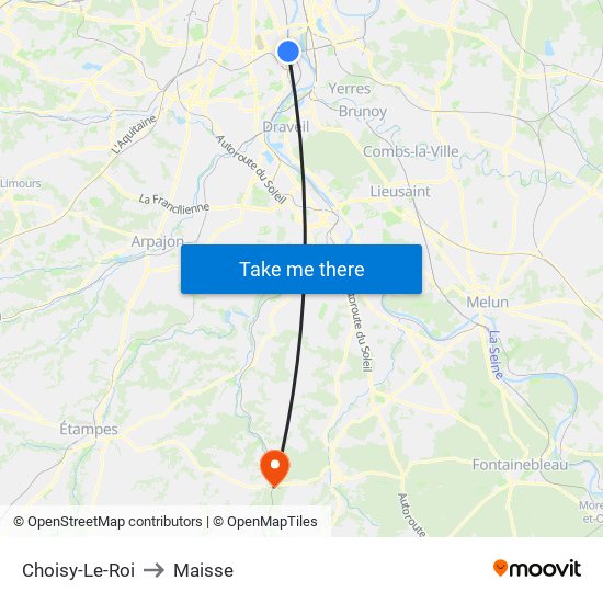 Choisy-Le-Roi to Maisse map