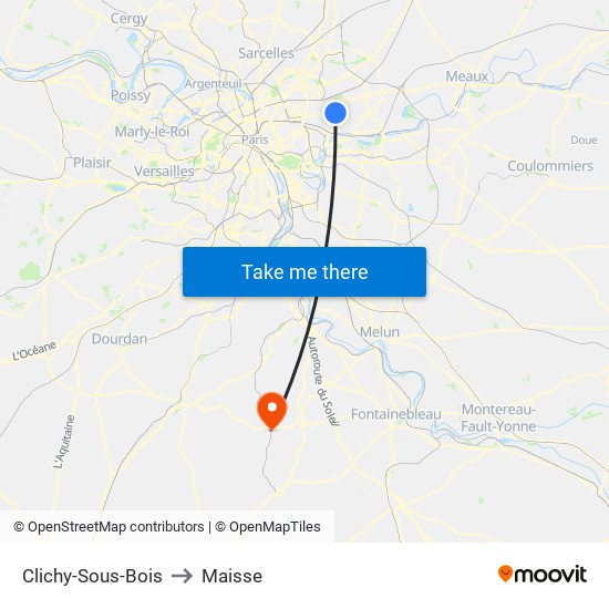 Clichy-Sous-Bois to Maisse map