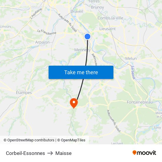 Corbeil-Essonnes to Maisse map