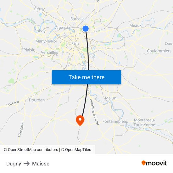 Dugny to Maisse map