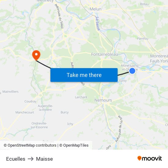 Ecuelles to Maisse map
