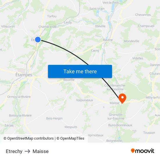 Etrechy to Maisse map