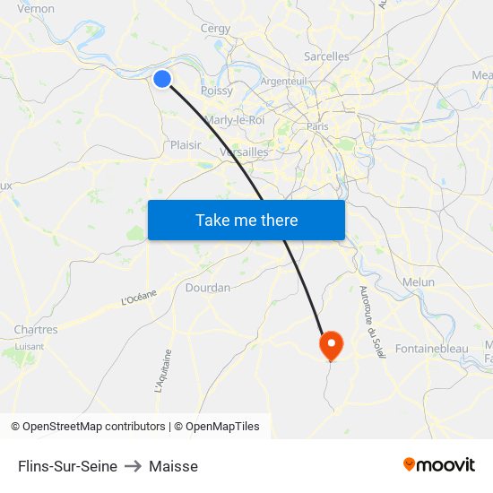 Flins-Sur-Seine to Maisse map