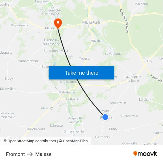 Fromont to Maisse map