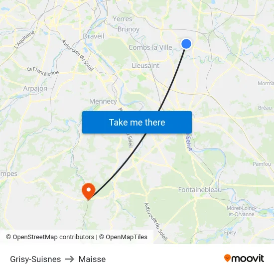 Grisy-Suisnes to Maisse map