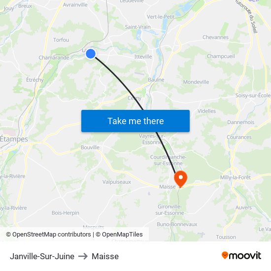 Janville-Sur-Juine to Maisse map
