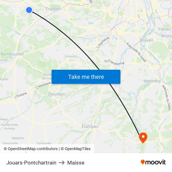 Jouars-Pontchartrain to Maisse map