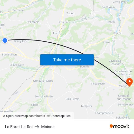 La Foret-Le-Roi to Maisse map