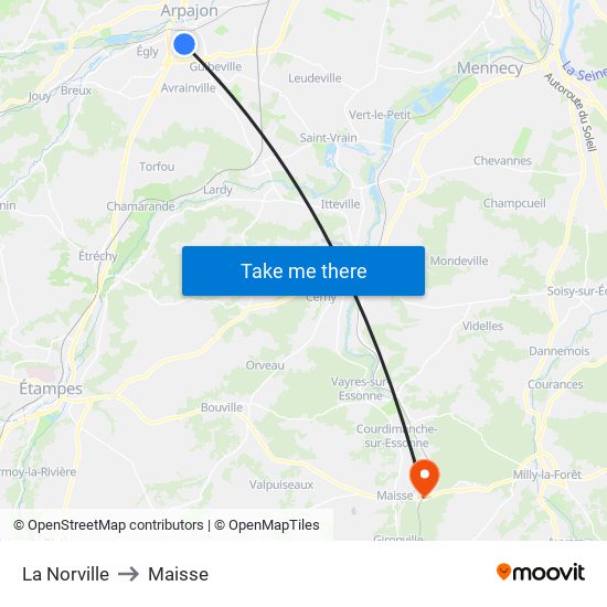 La Norville to Maisse map