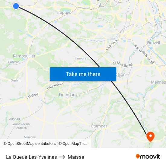 La Queue-Les-Yvelines to Maisse map