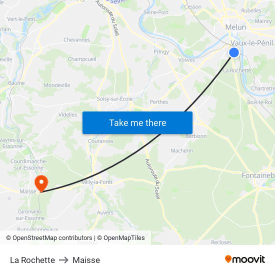 La Rochette to Maisse map
