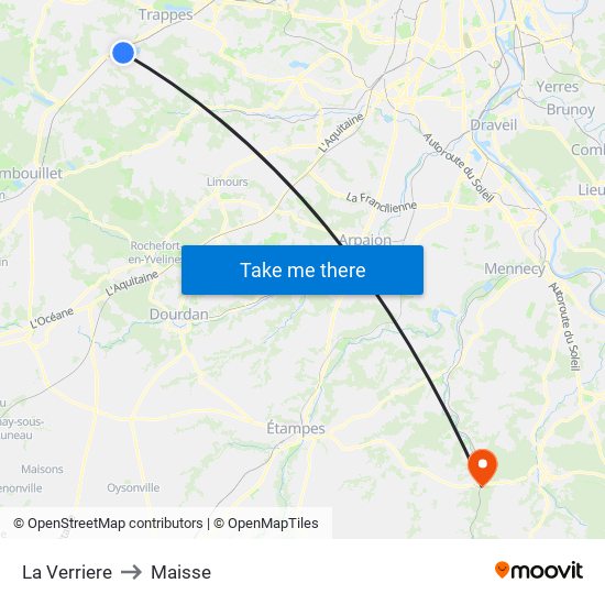 La Verriere to Maisse map