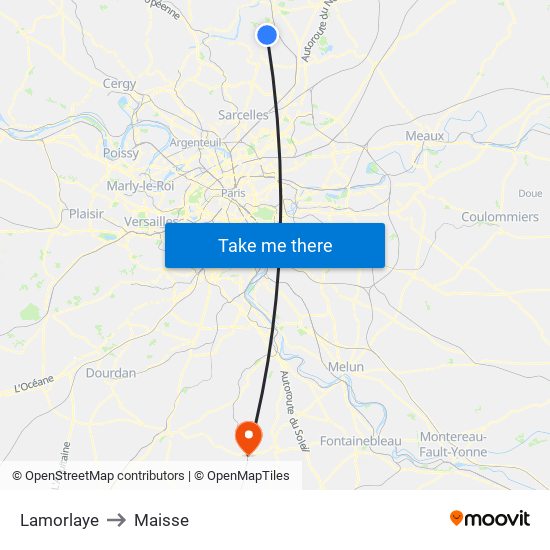 Lamorlaye to Maisse map