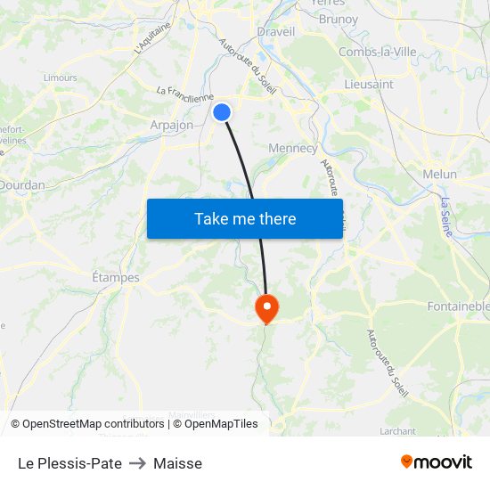 Le Plessis-Pate to Maisse map
