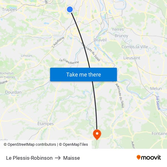 Le Plessis-Robinson to Maisse map