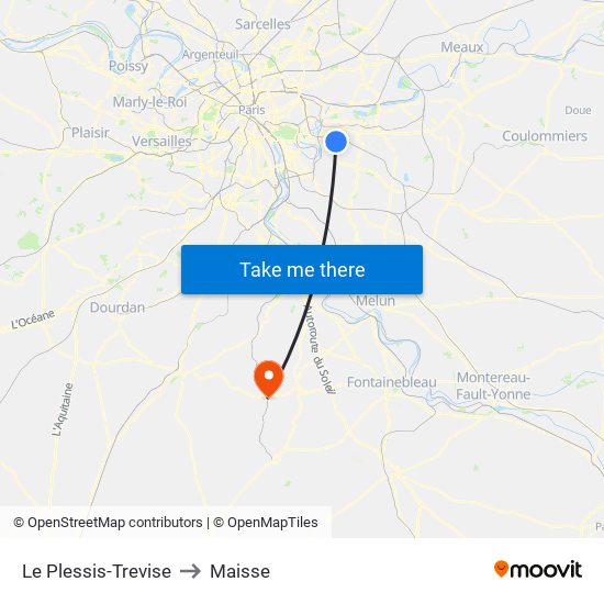 Le Plessis-Trevise to Maisse map