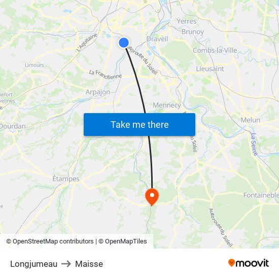 Longjumeau to Maisse map