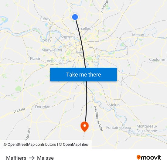 Maffliers to Maisse map