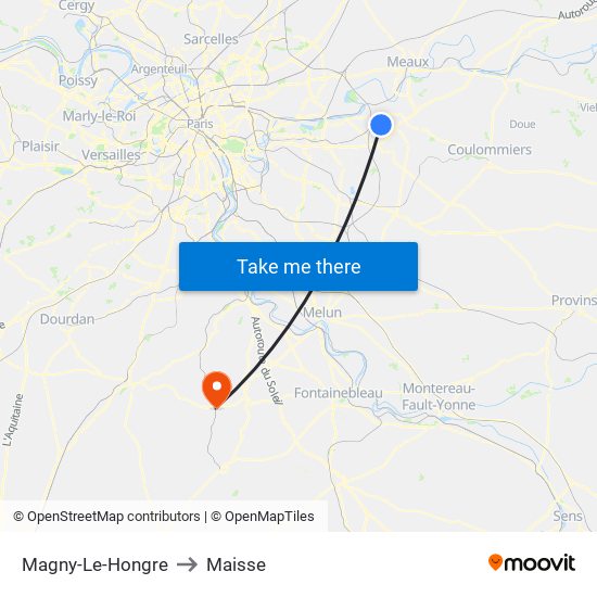 Magny-Le-Hongre to Maisse map