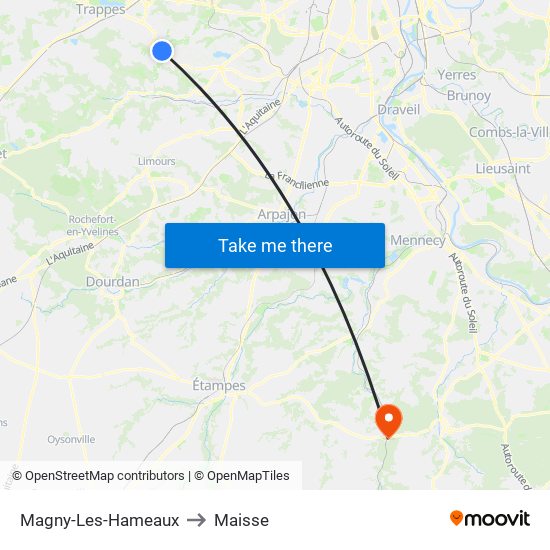 Magny-Les-Hameaux to Maisse map