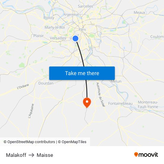 Malakoff to Maisse map