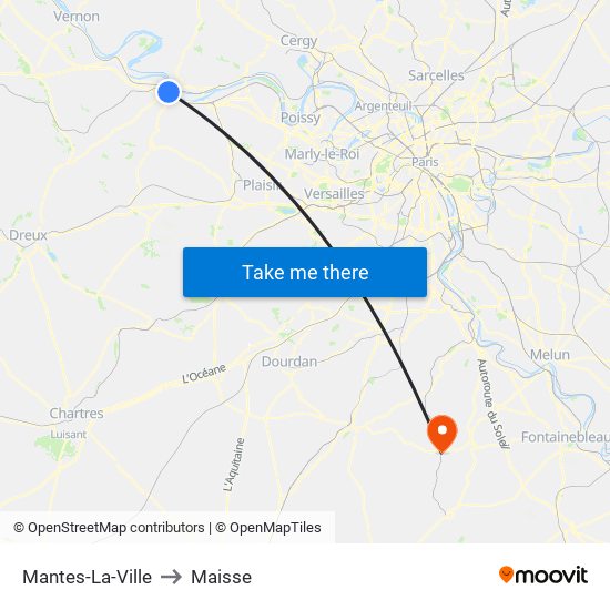 Mantes-La-Ville to Maisse map