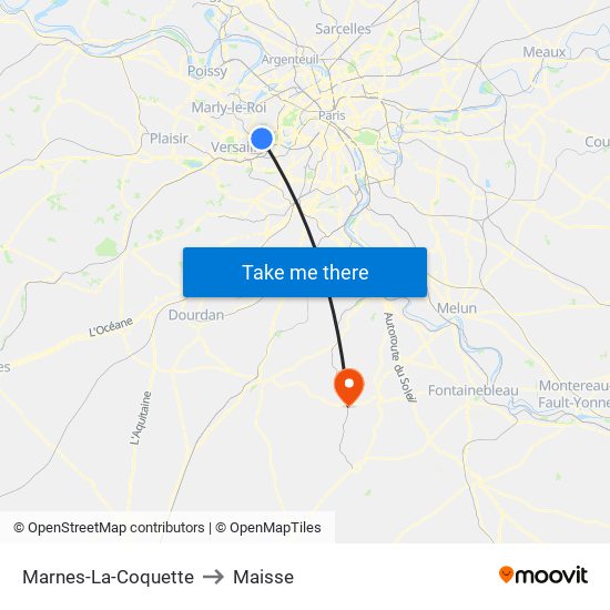 Marnes-La-Coquette to Maisse map