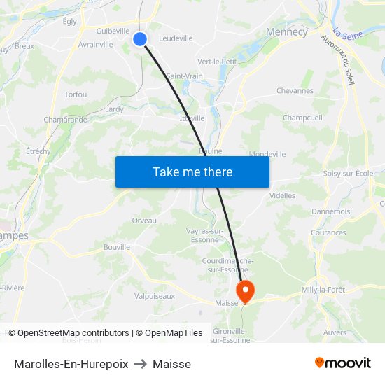 Marolles-En-Hurepoix to Maisse map