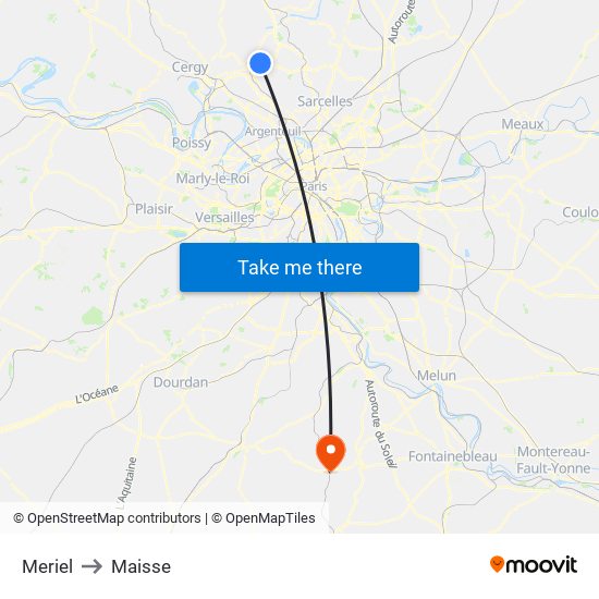 Meriel to Maisse map