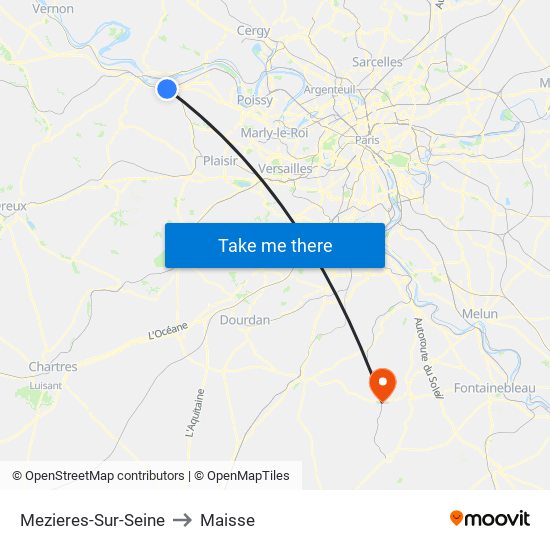 Mezieres-Sur-Seine to Maisse map