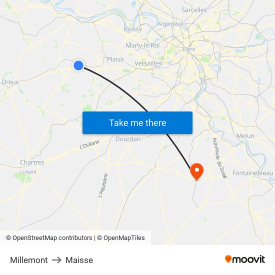 Millemont to Maisse map