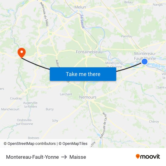 Montereau-Fault-Yonne to Maisse map