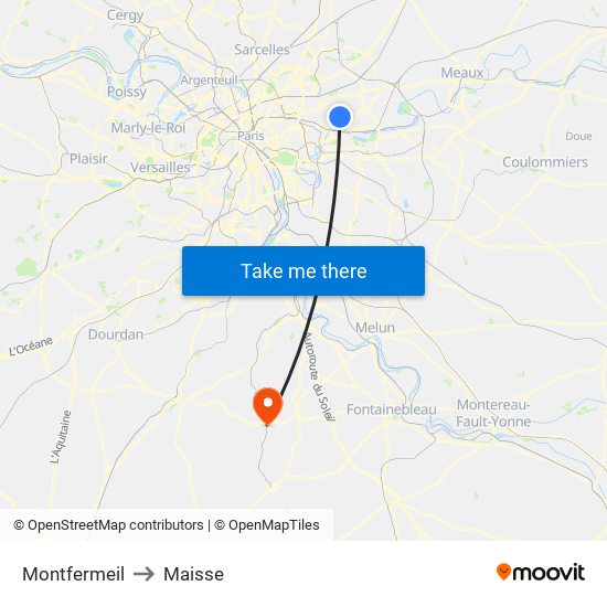 Montfermeil to Maisse map