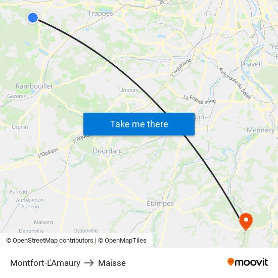 Montfort-L'Amaury to Maisse map