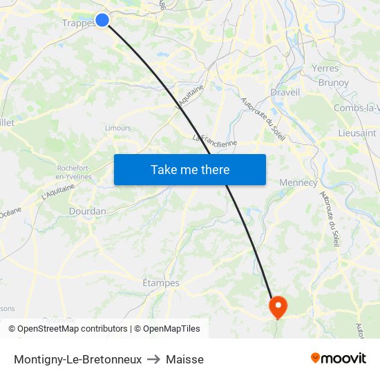 Montigny-Le-Bretonneux to Maisse map