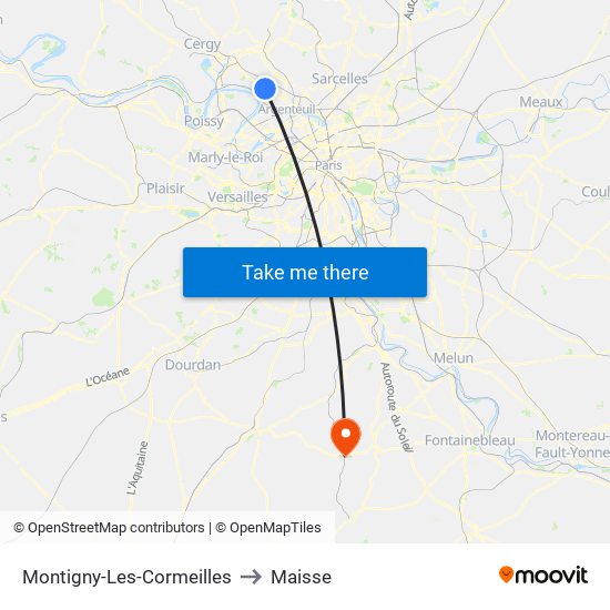 Montigny-Les-Cormeilles to Maisse map