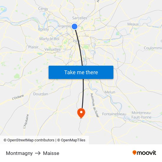 Montmagny to Maisse map