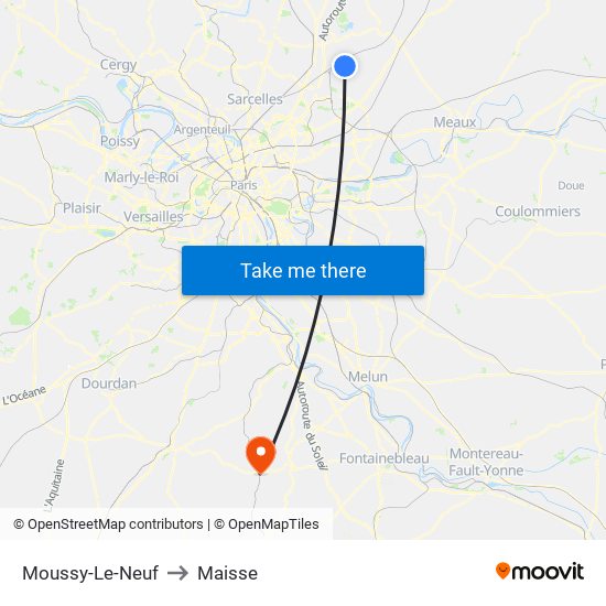 Moussy-Le-Neuf to Maisse map