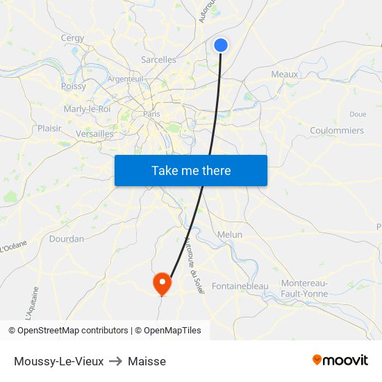 Moussy-Le-Vieux to Maisse map