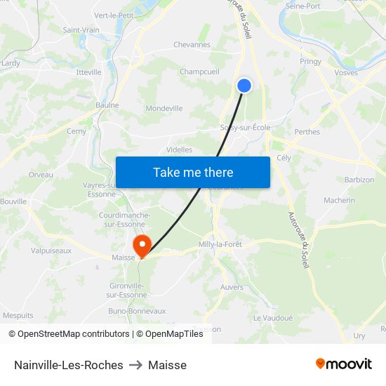Nainville-Les-Roches to Maisse map
