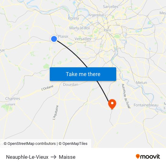 Neauphle-Le-Vieux to Maisse map