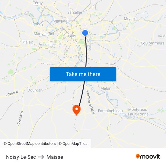 Noisy-Le-Sec to Maisse map