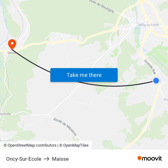 Oncy-Sur-Ecole to Maisse map