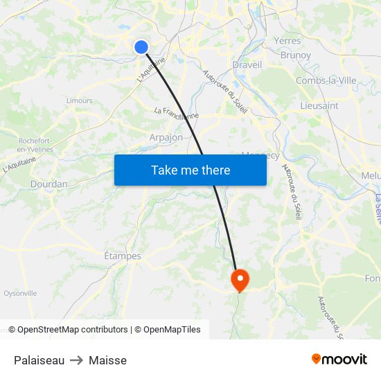 Palaiseau to Maisse map