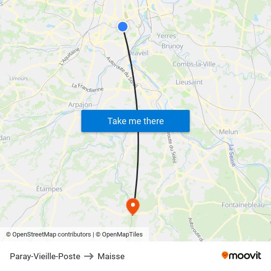 Paray-Vieille-Poste to Maisse map