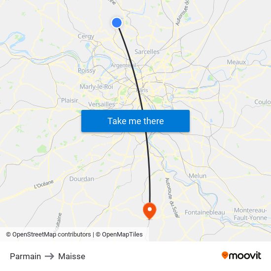 Parmain to Maisse map