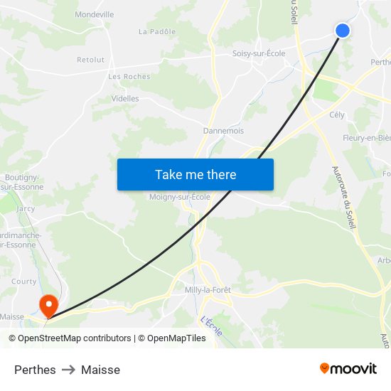 Perthes to Maisse map